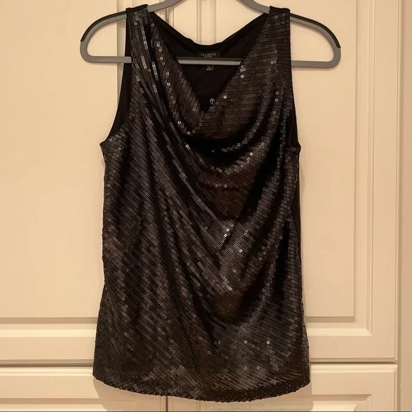 Talbots Sequin Top Cowl Neck Size Large Petite Holiday Party NWT - Picture 5 of 8
